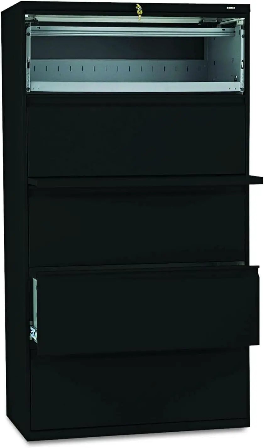 Five Drawer Lateral File Cabinet With Lock, 36W x 19.25D x 67H from PriceLows™