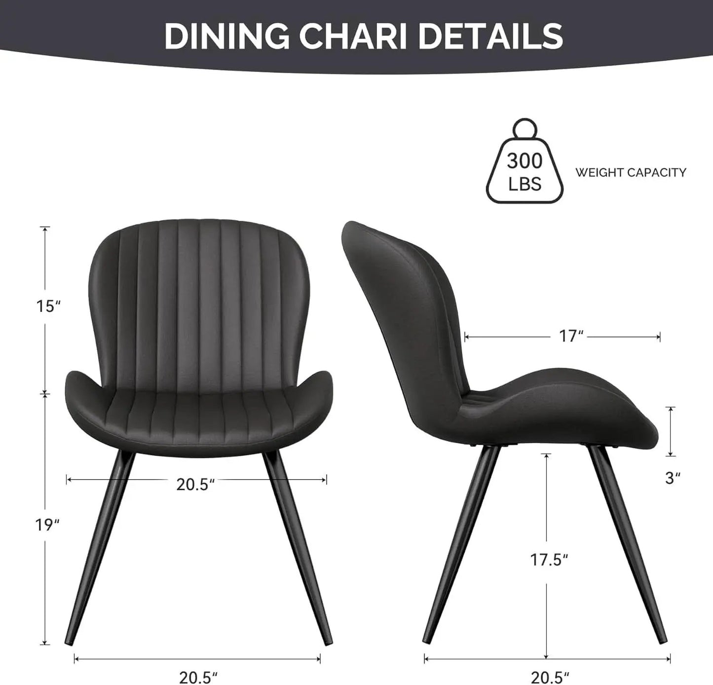 Dining Chairs Set Of 6 Modern Upholstered Black 19 Inch from PriceLows™