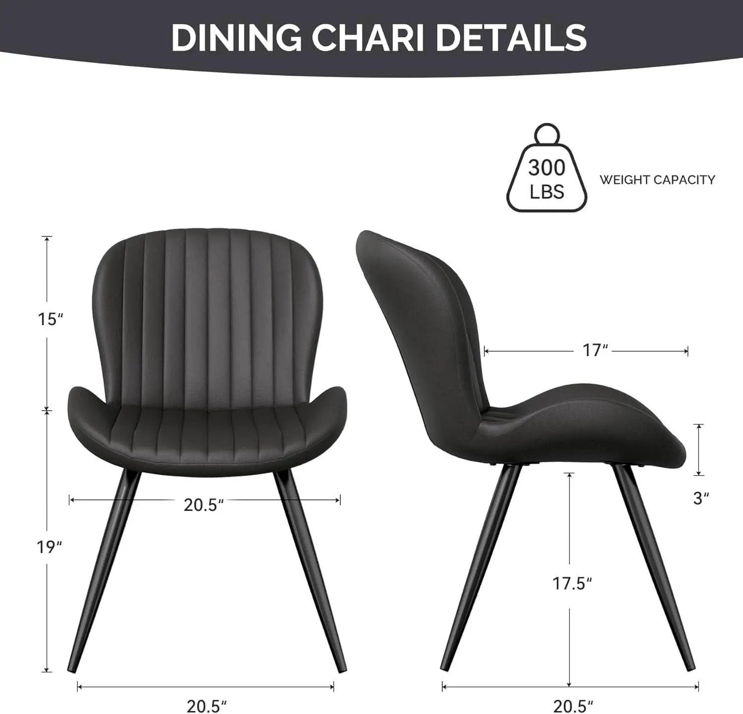Dining Chairs Set Of 6 Modern Upholstered Black 19 Inch from PriceLows™