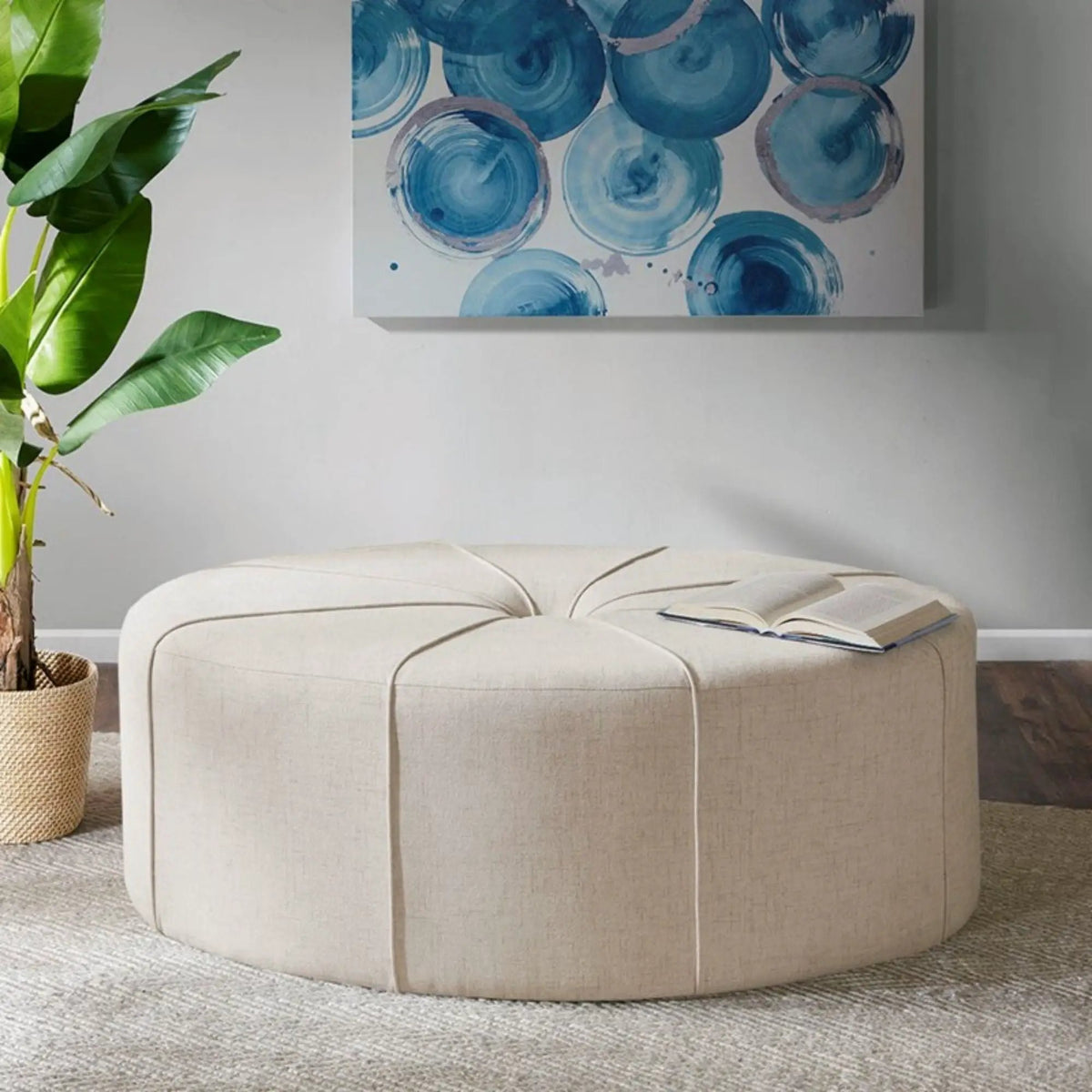 Large Cocktail Ottoman | Modern Style | Button Tufted Top | 48.5 Inch Length