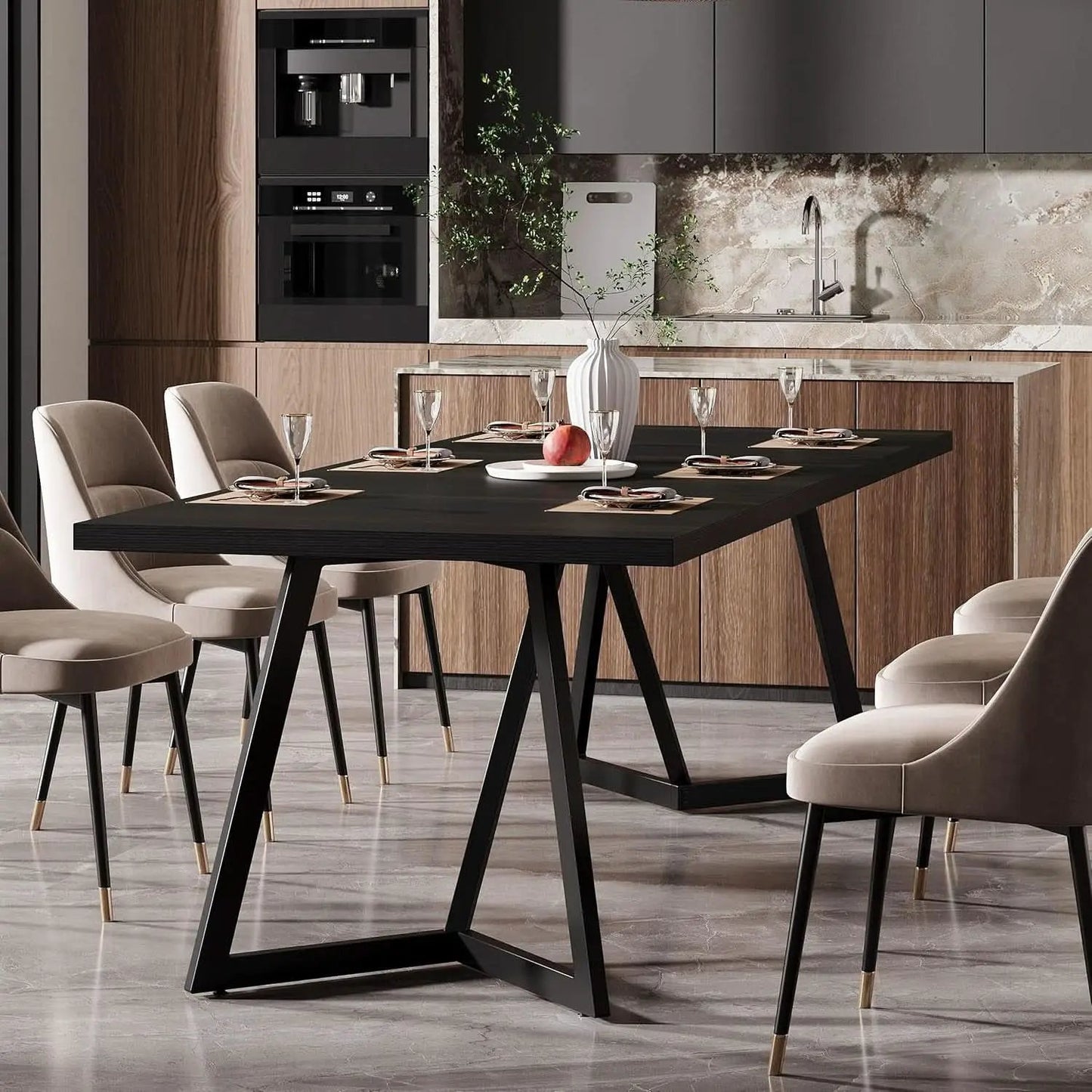 70.86 Inch Black Dining Table For 4 To 6 Family Room from PriceLows™