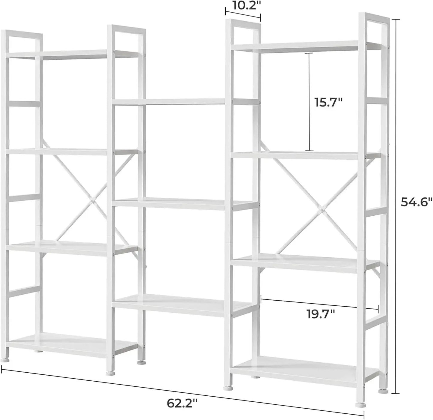 White 11 Shelf Open Display Bookcase For Home Office from PriceLows™