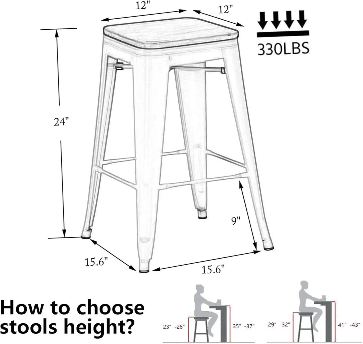 Metal Bar Stools Set of Four Backless Stackable Design from PriceLows™