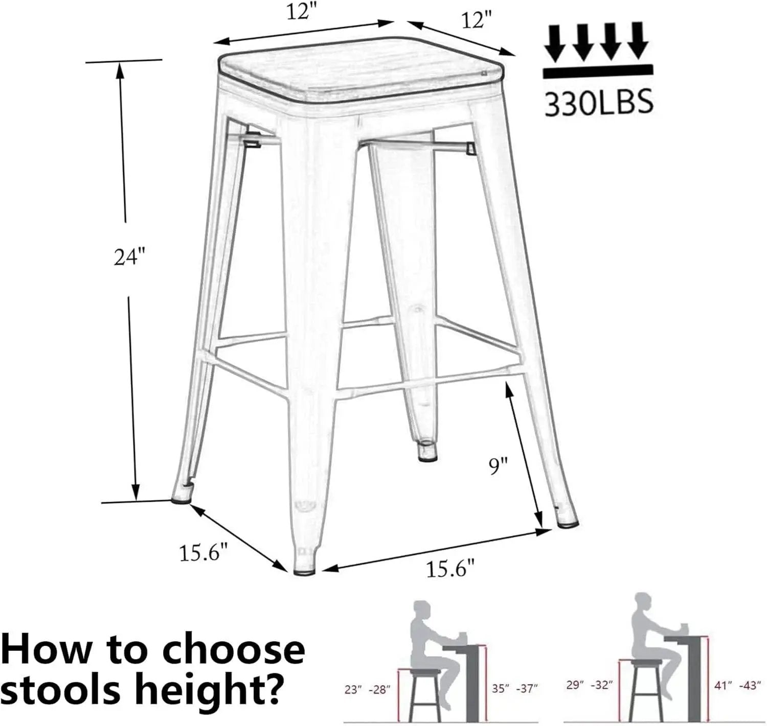Metal Bar Stools Set of Four Backless Stackable Design from PriceLows™