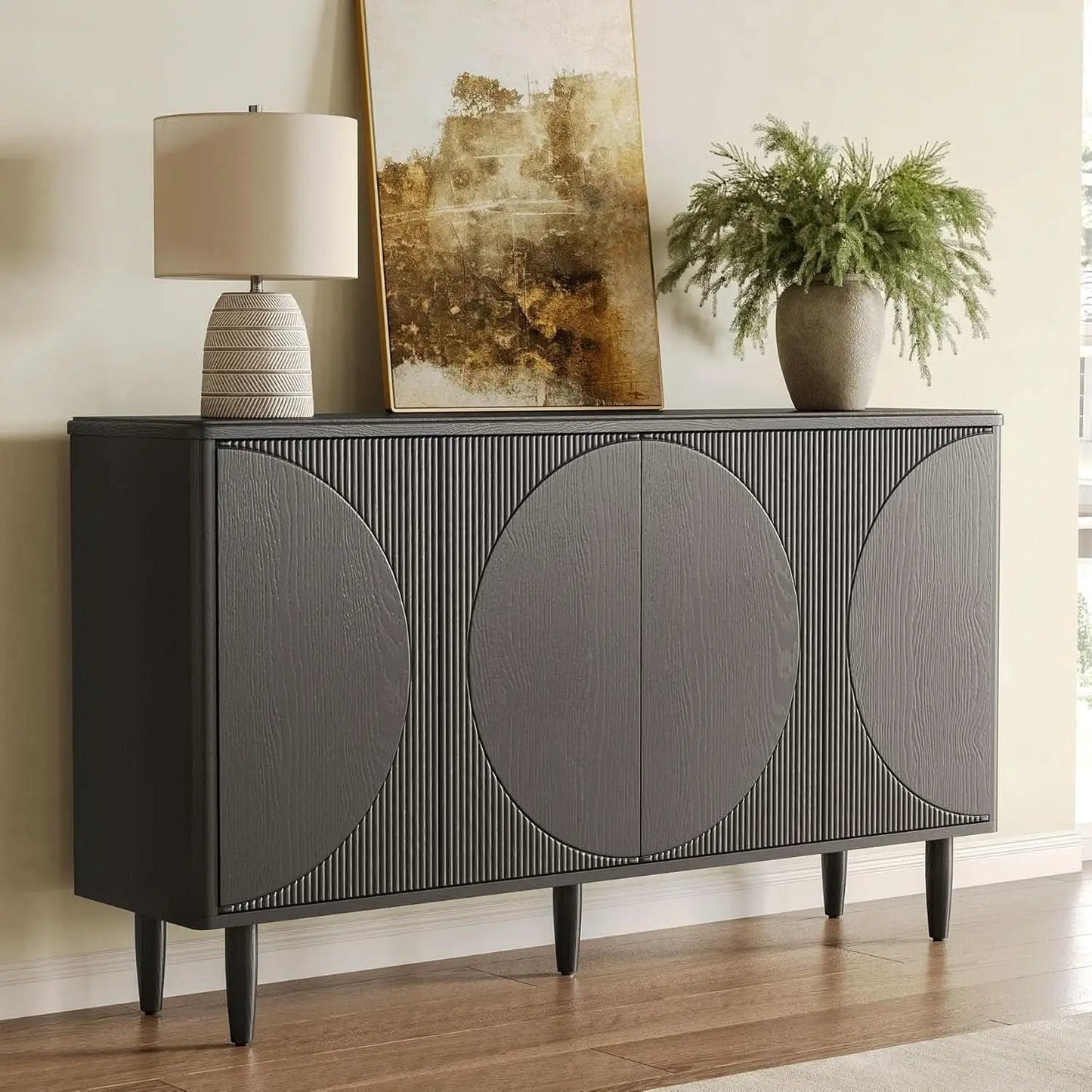 Modern 59-Inch Walnut Sideboard Buffet Table With Storage from PriceLows™