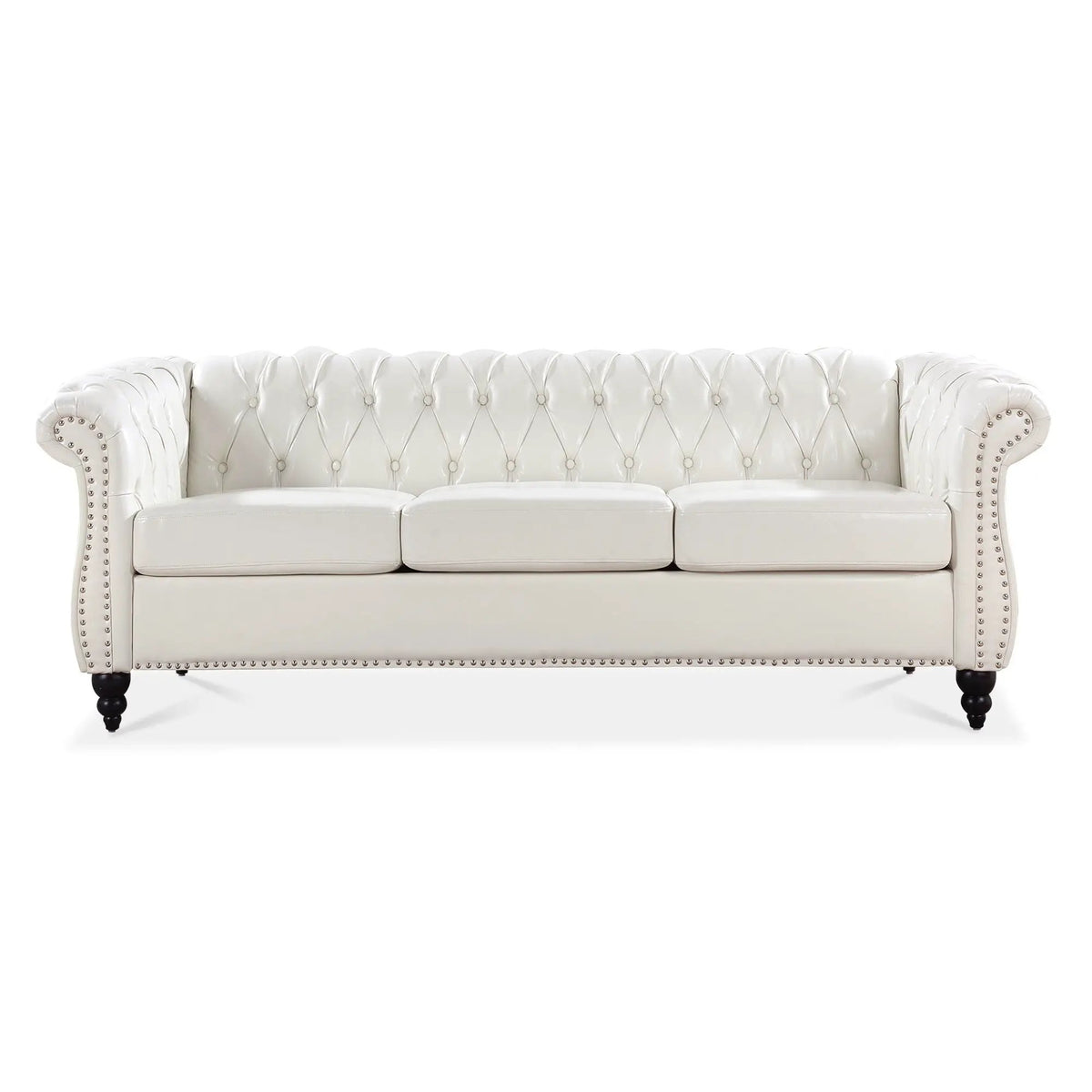 Rolled Arm Chesterfield Sofa | 3 Seater | Staggered Deep Pull Buckles | TB117 Compliant