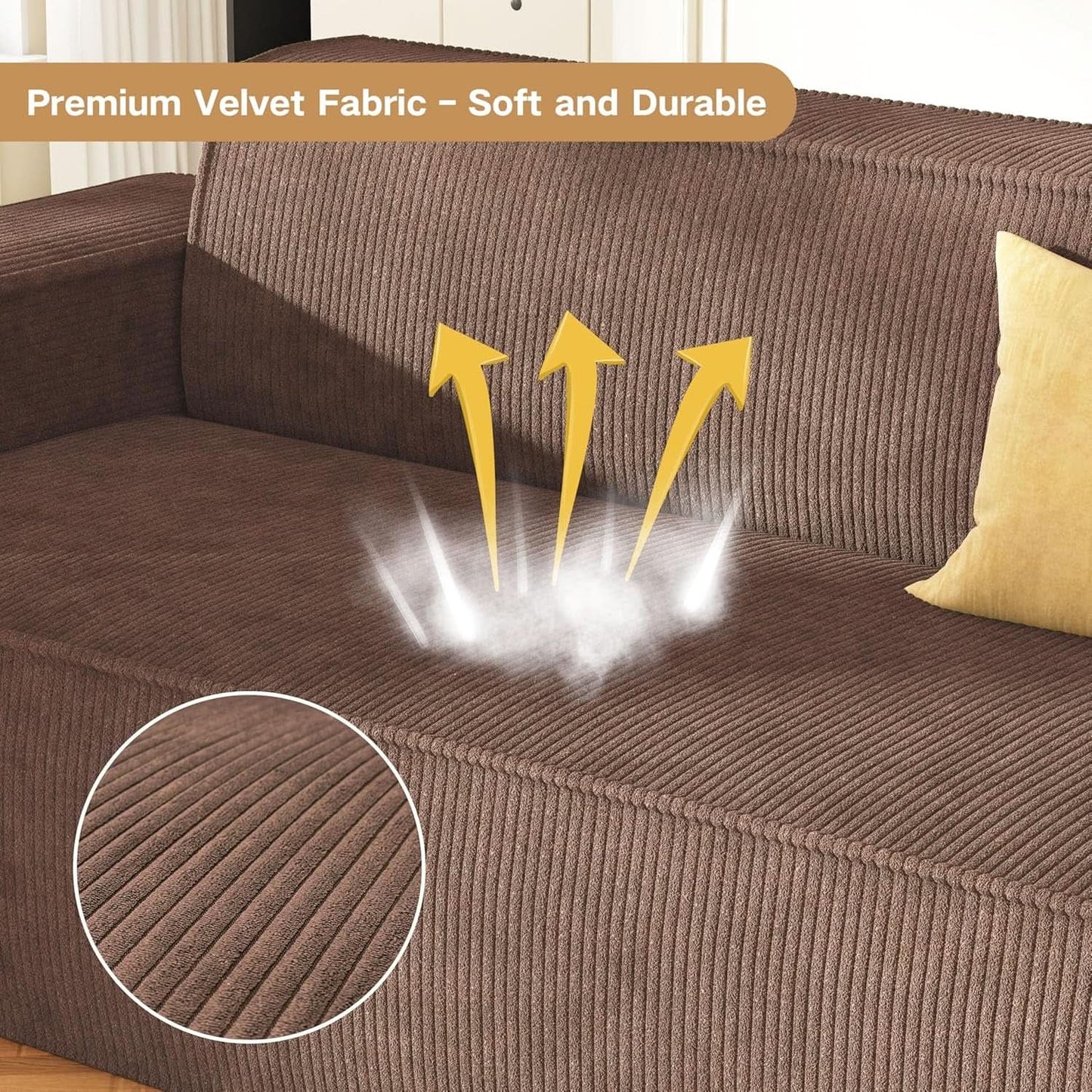 Sofa In A Box Memory Foam Brown Couch For Living Room from PriceLows™