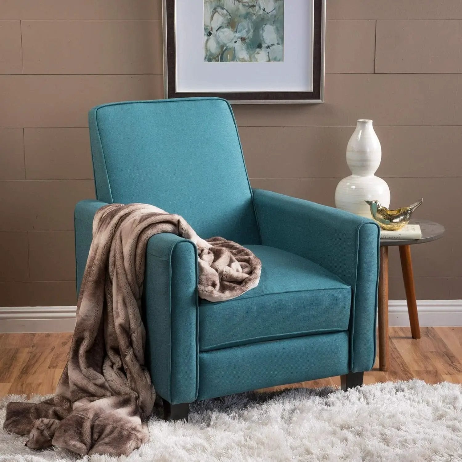 Dark Teal Fabric Recliner Club Chair 26.75W 36.25H from PriceLows™