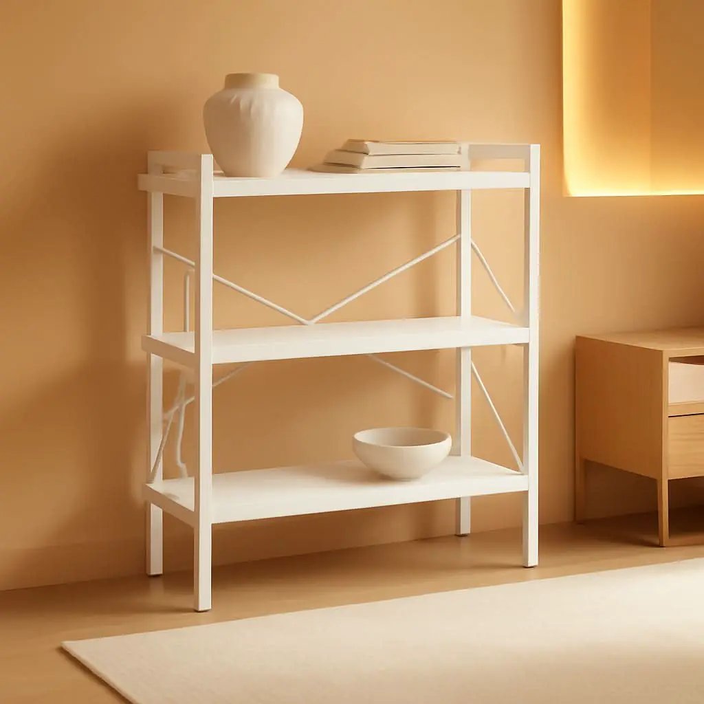 3 Tier White Bookshelf Open Shelving Unit For Home Office from PriceLows™