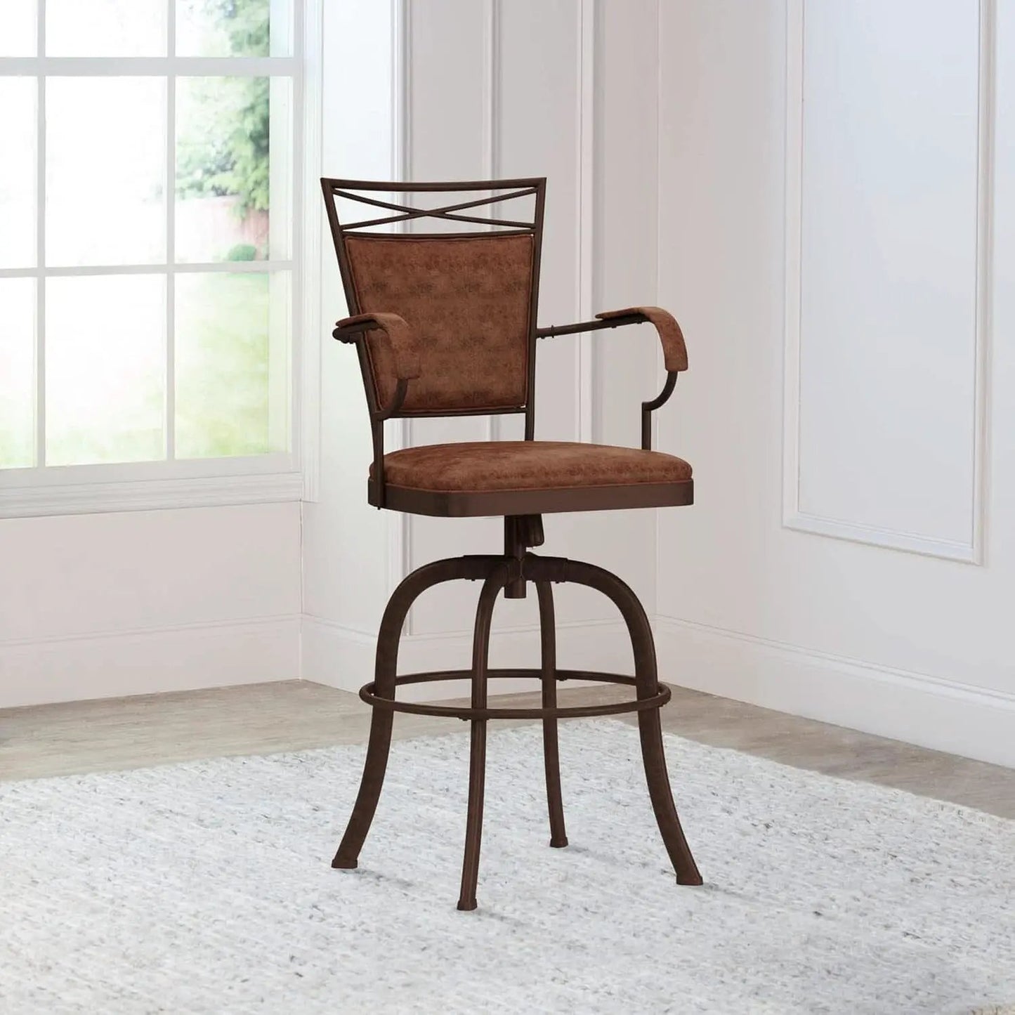 Aged Bronze Swivel Tilt Barstool with Padded Comfort from PriceLows™
