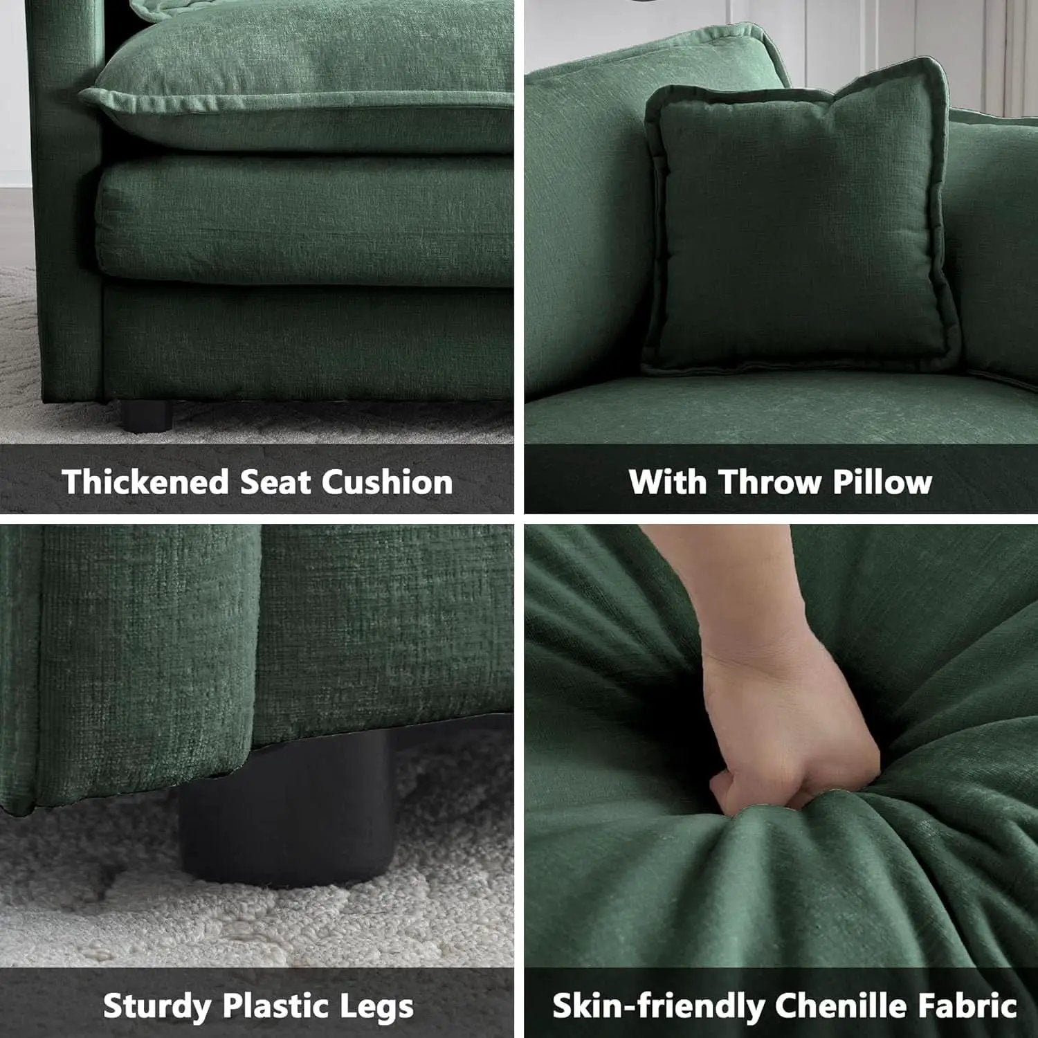 3 Piece Evergreen Sofa Set Chenille Modular For Living Room from PriceLows™