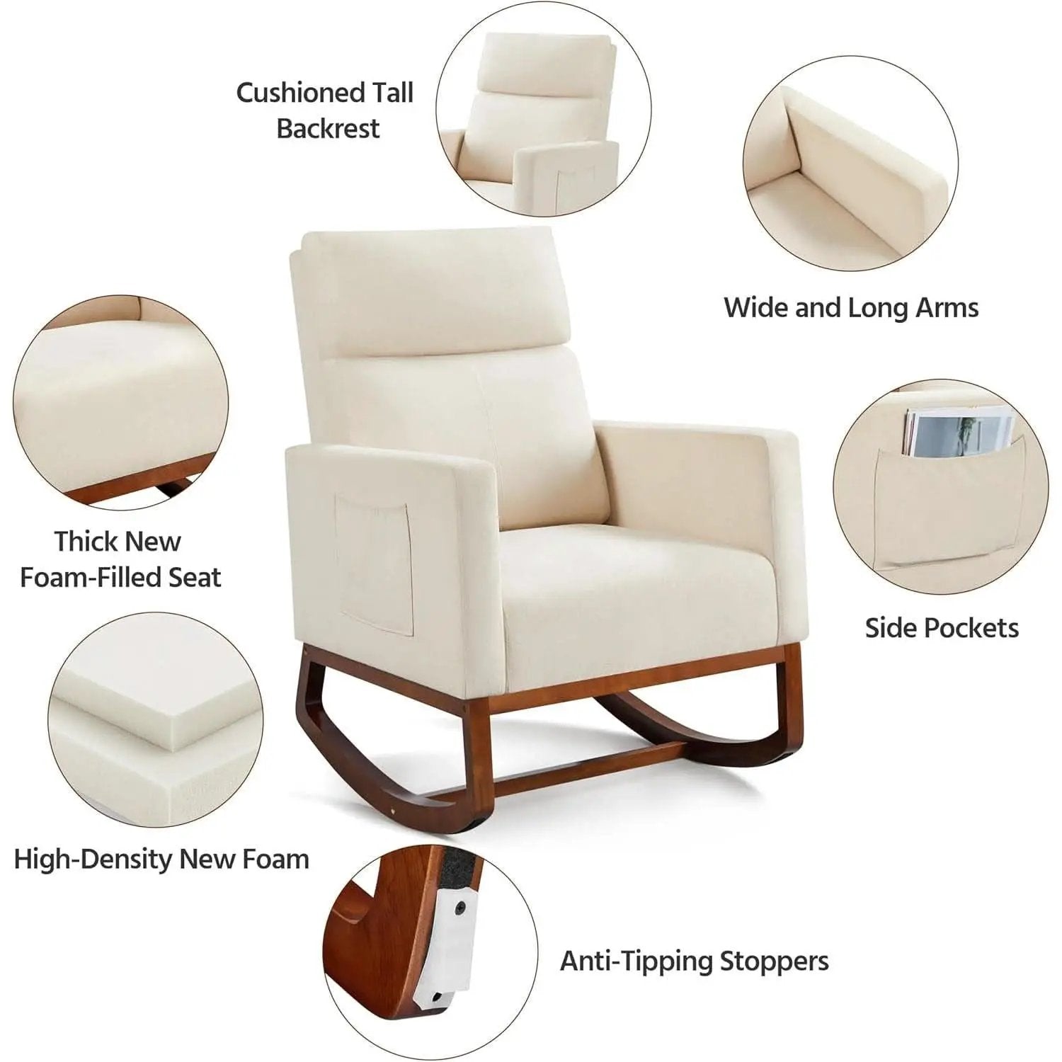 Rocking Recliner Chair With Side Pocket And Adjustable from PriceLows™