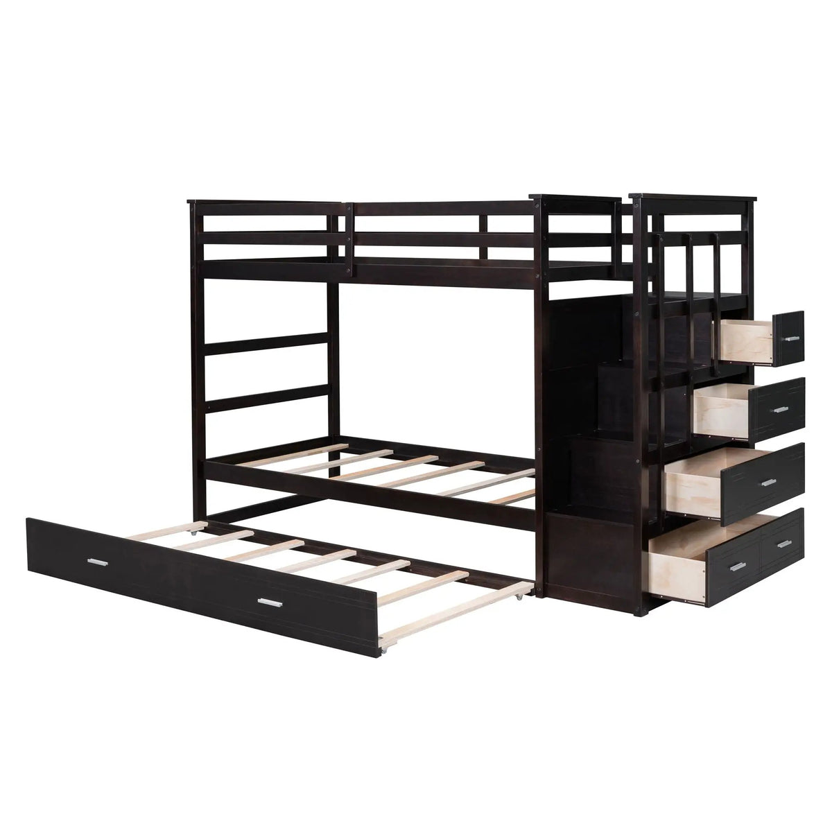 Bunk Bed With Trundle | Storage Staircase | Space Maximizing Design | Durable Construction