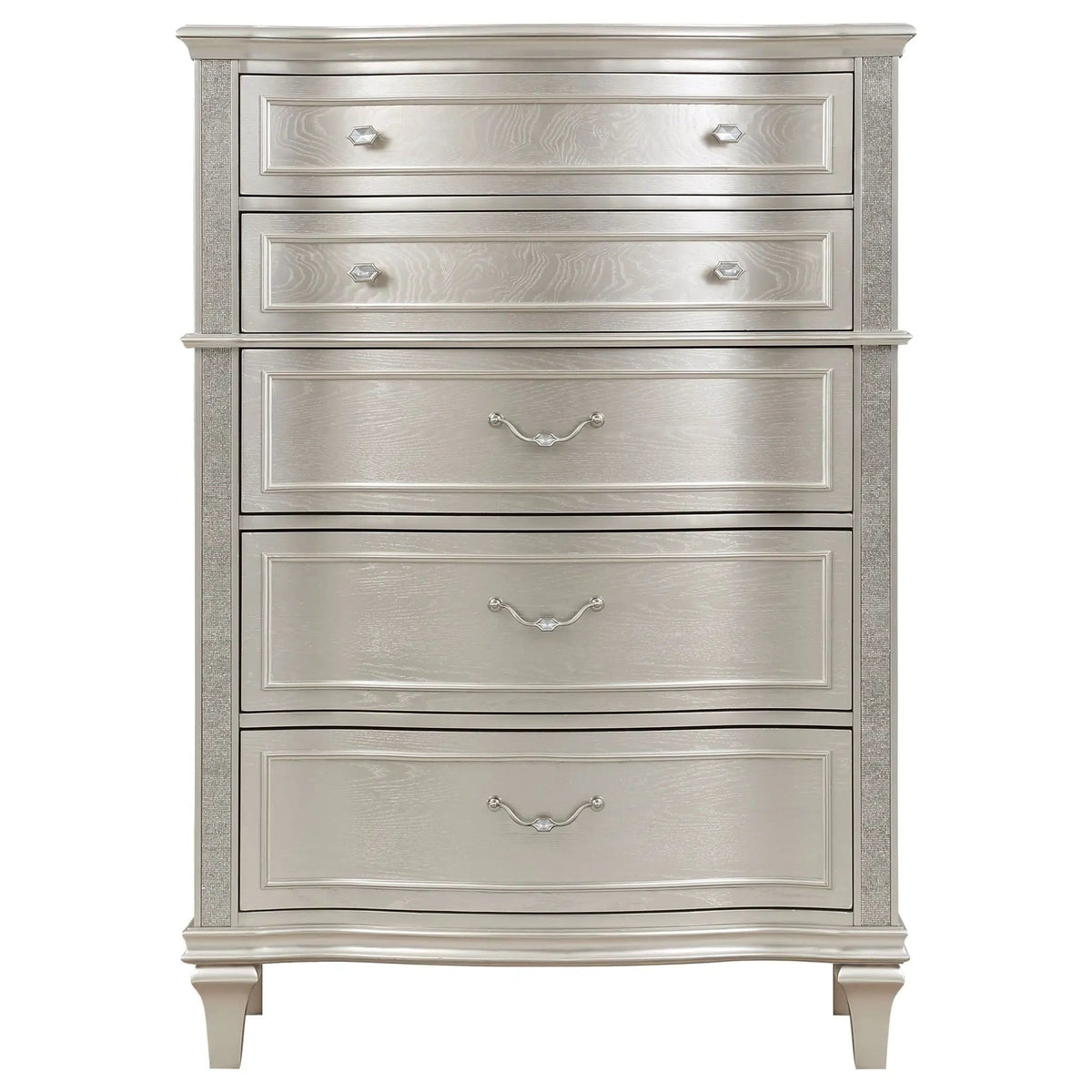 Evangeline 6-drawer Bedroom Chest Silver | 42 x 19.75 x 59.5 in | 6-Drawer | Oak