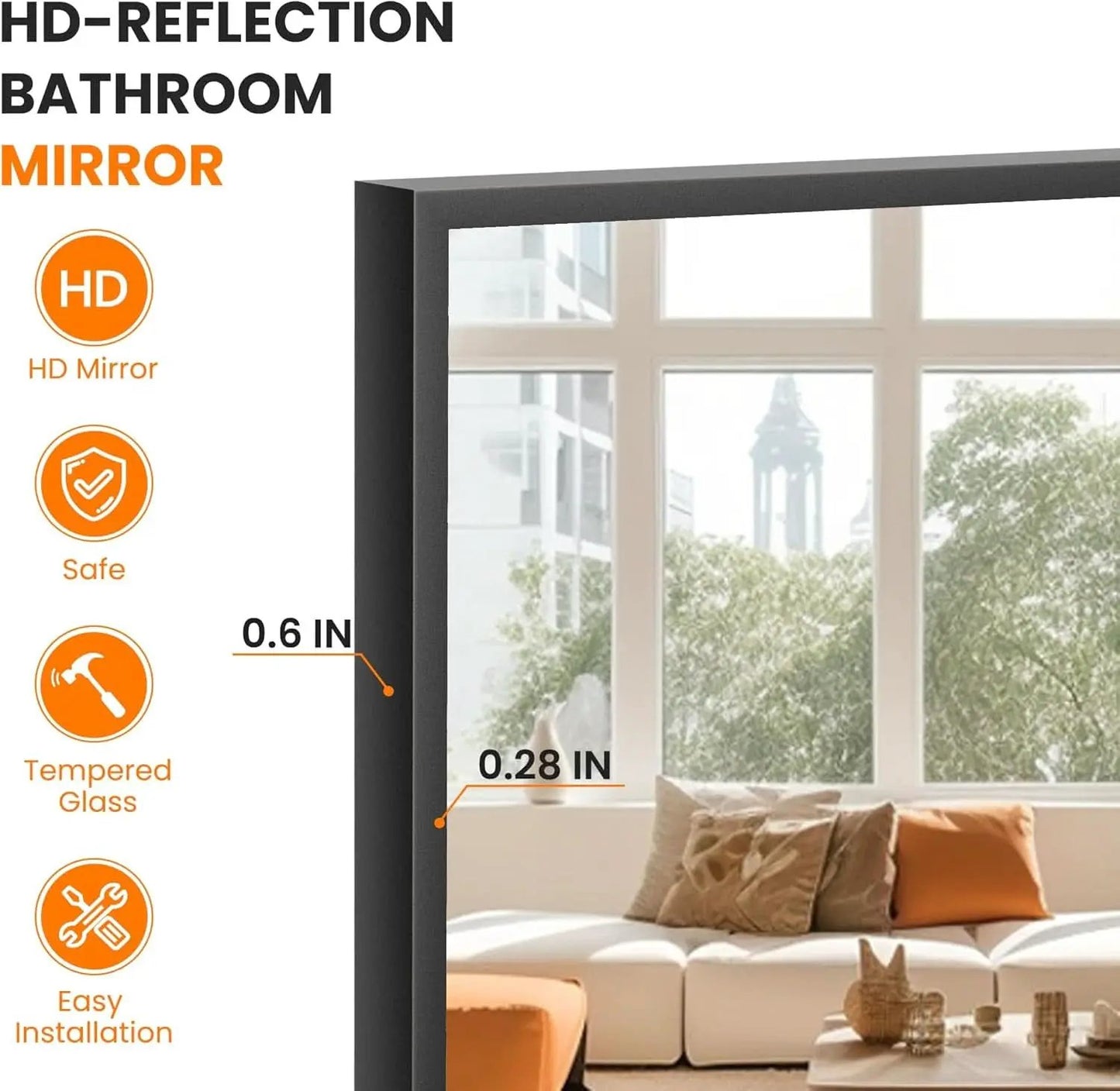 56 Inch Full Length Floor Mirror Black For Bedroom Living Room from PriceLows™