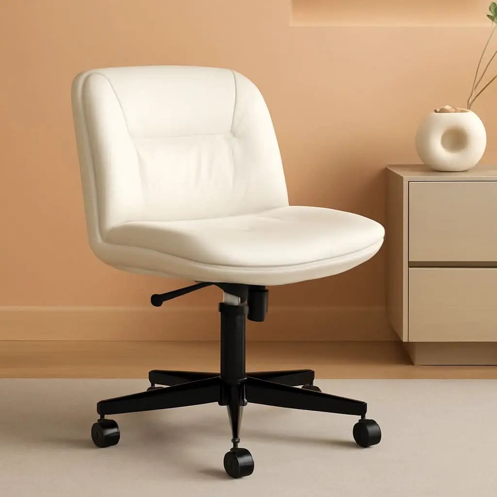 Criss Cross Office Chair Beige With Wheels For Home Office from PriceLows™