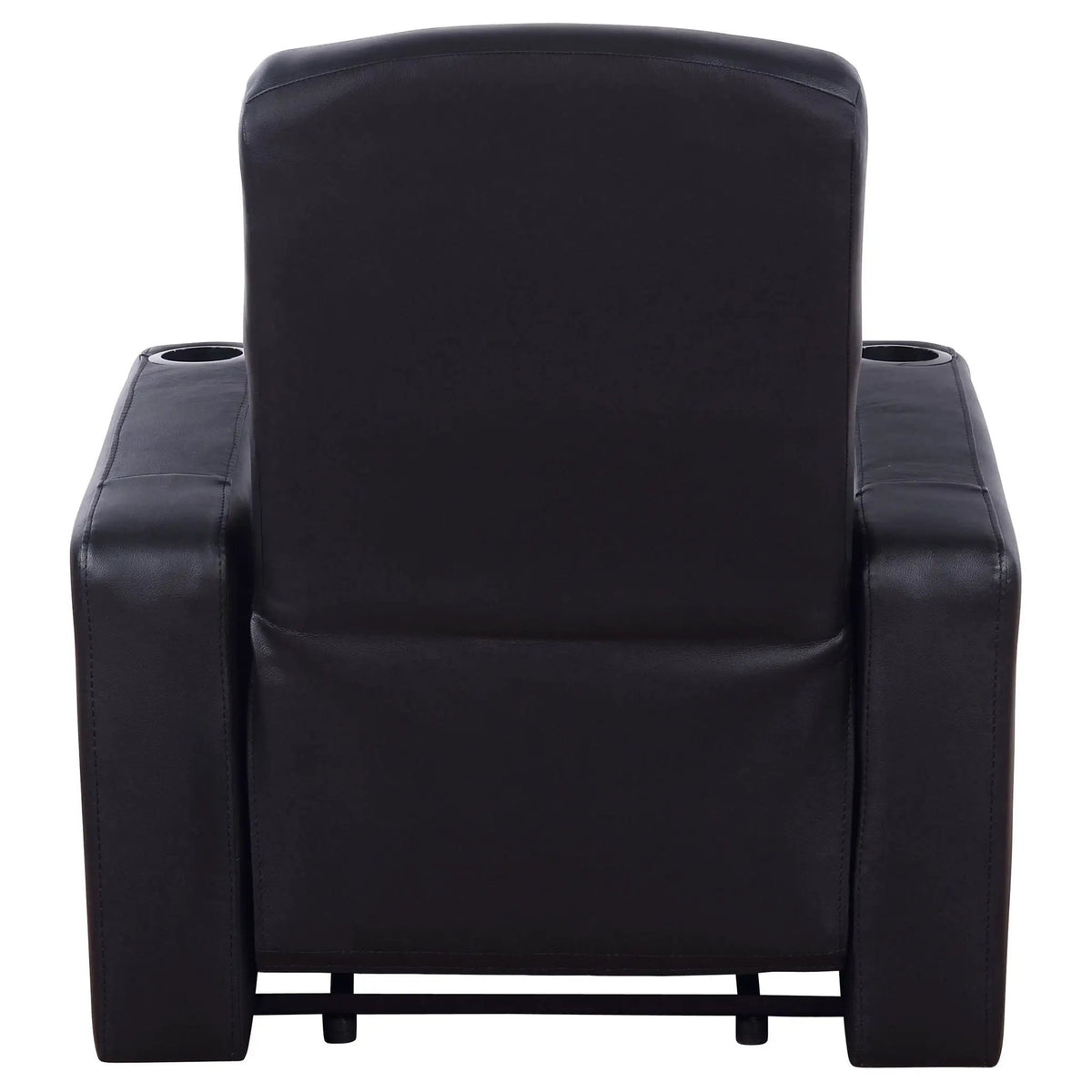 Upholstered Recliner | Cup Holder Armrests | High Back Cushion | Black
