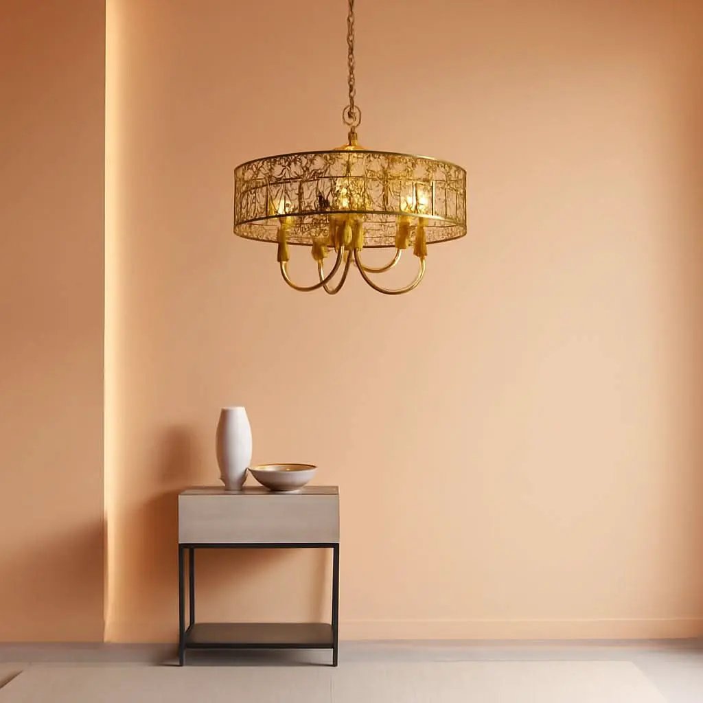 Gold 5 Light Rattan Boho Chandelier Pendant Lighting from PriceLows™