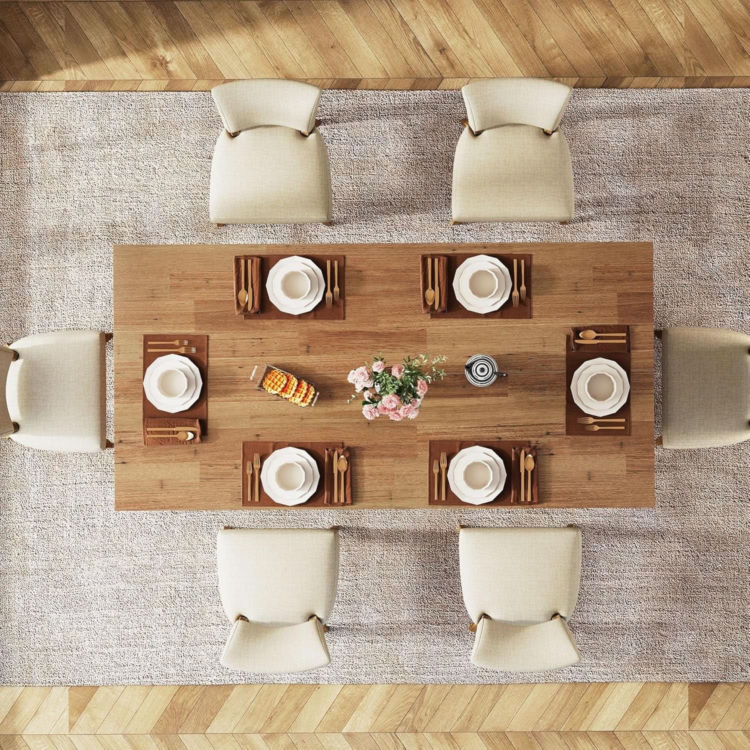 63 Inch Walnut Farmhouse Dining Table Seats Four To Six from PriceLows™