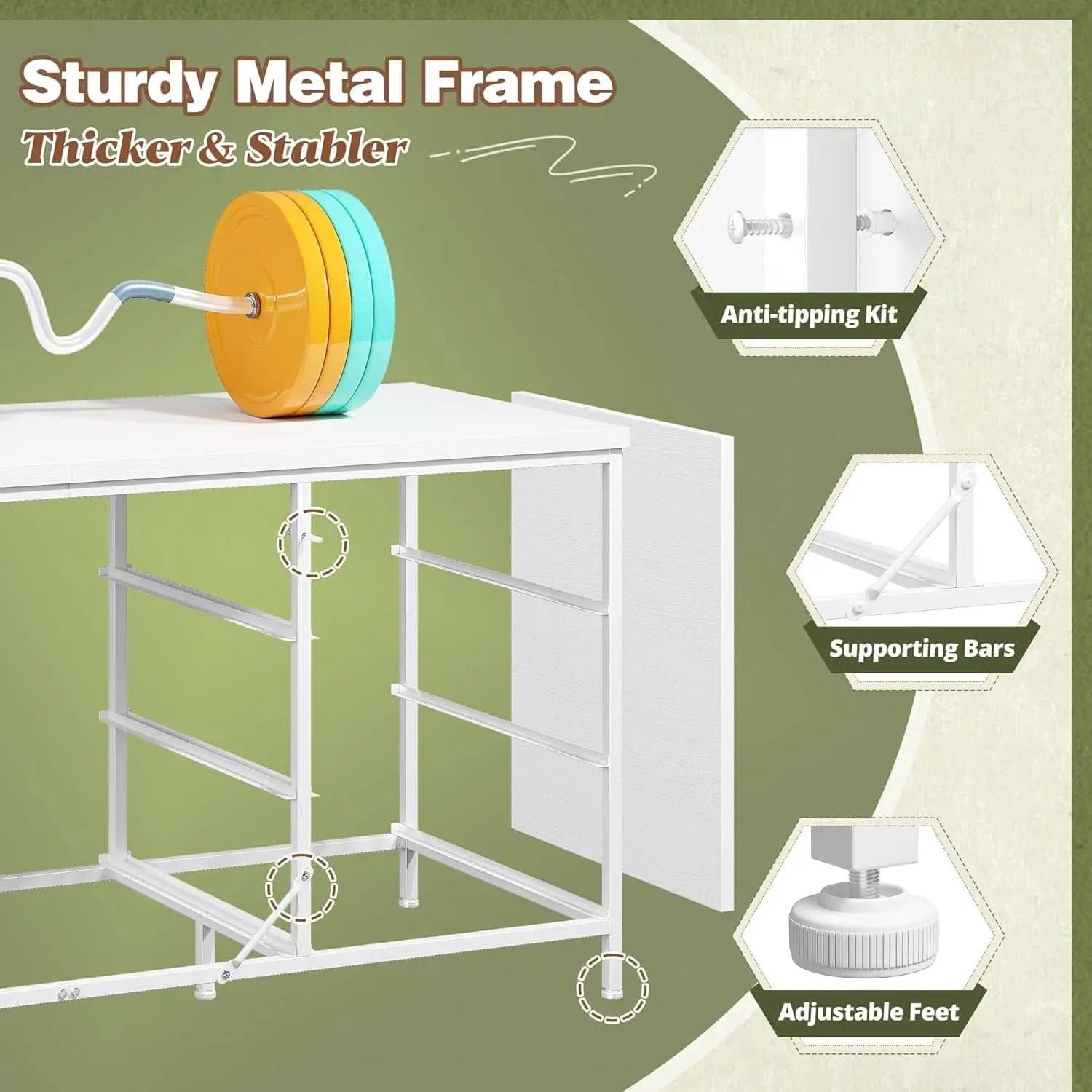 White Dresser TV Stand With 9 Drawers For Bedroom Storage from PriceLows™