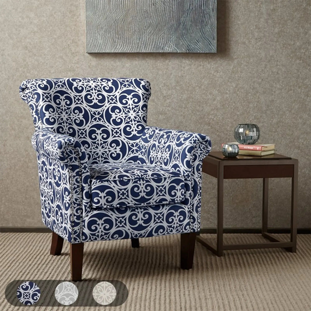 Brooke Tight Back Club Chair | Round Arms | Nailhead Trim | High-Density Foam