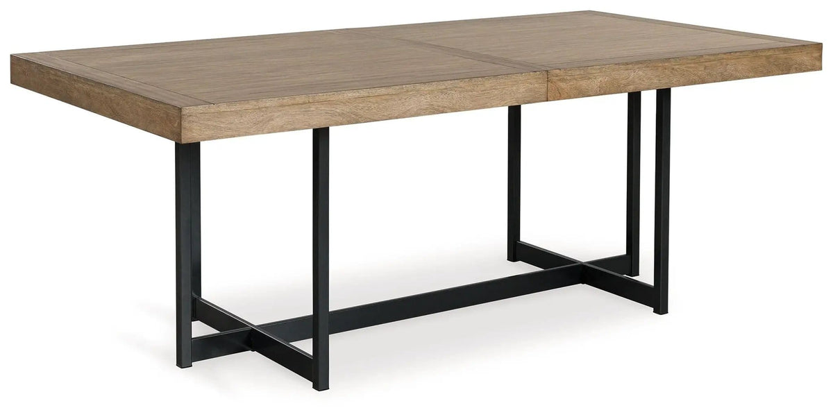 Tomtyn Rectangular Dining Room Extension Table | 40 x 98.13 x 30.25 in | Mango Wood & Steel | Light Brown