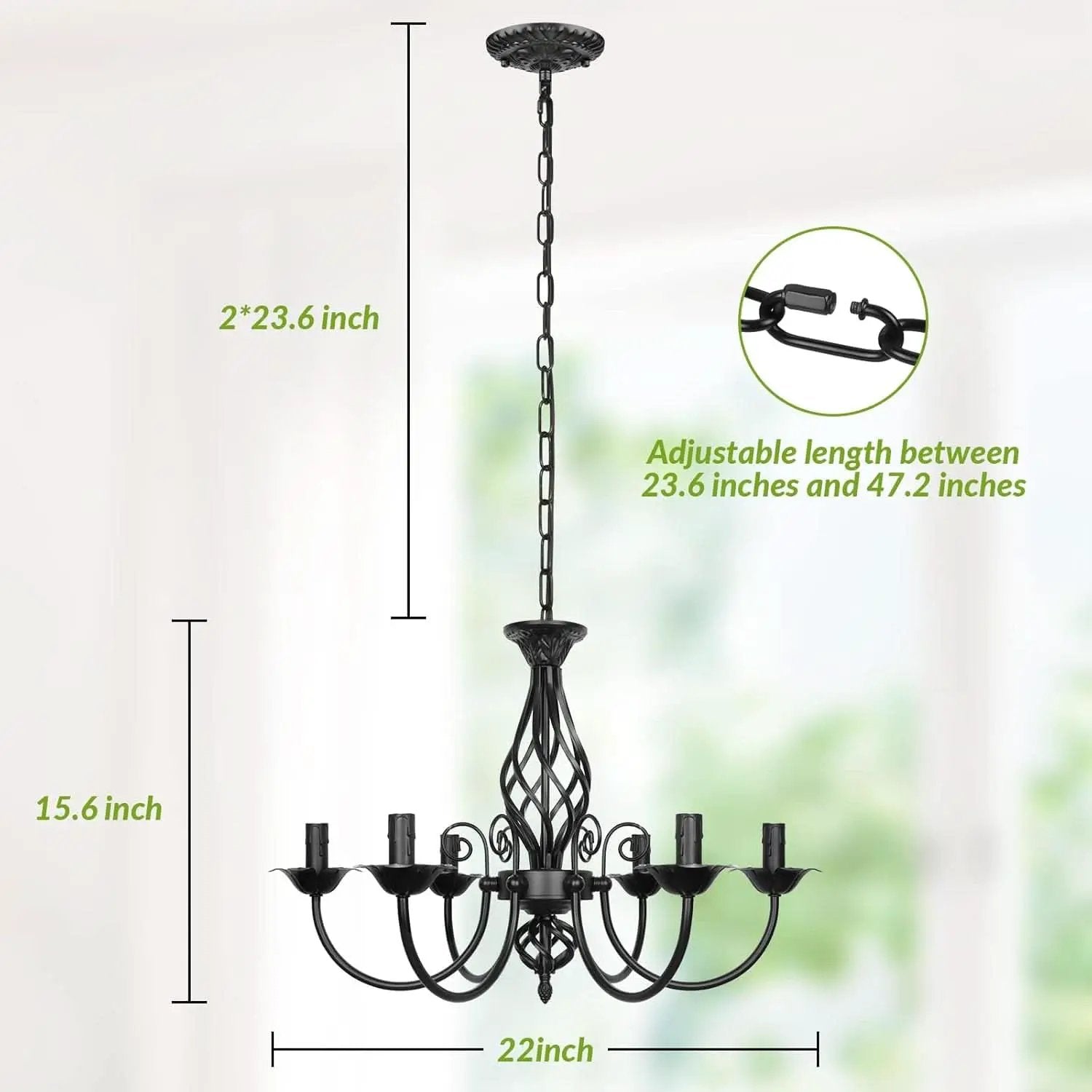 Six Light Matte Black Farmhouse Ceiling Chandelier Fixture from PriceLows™
