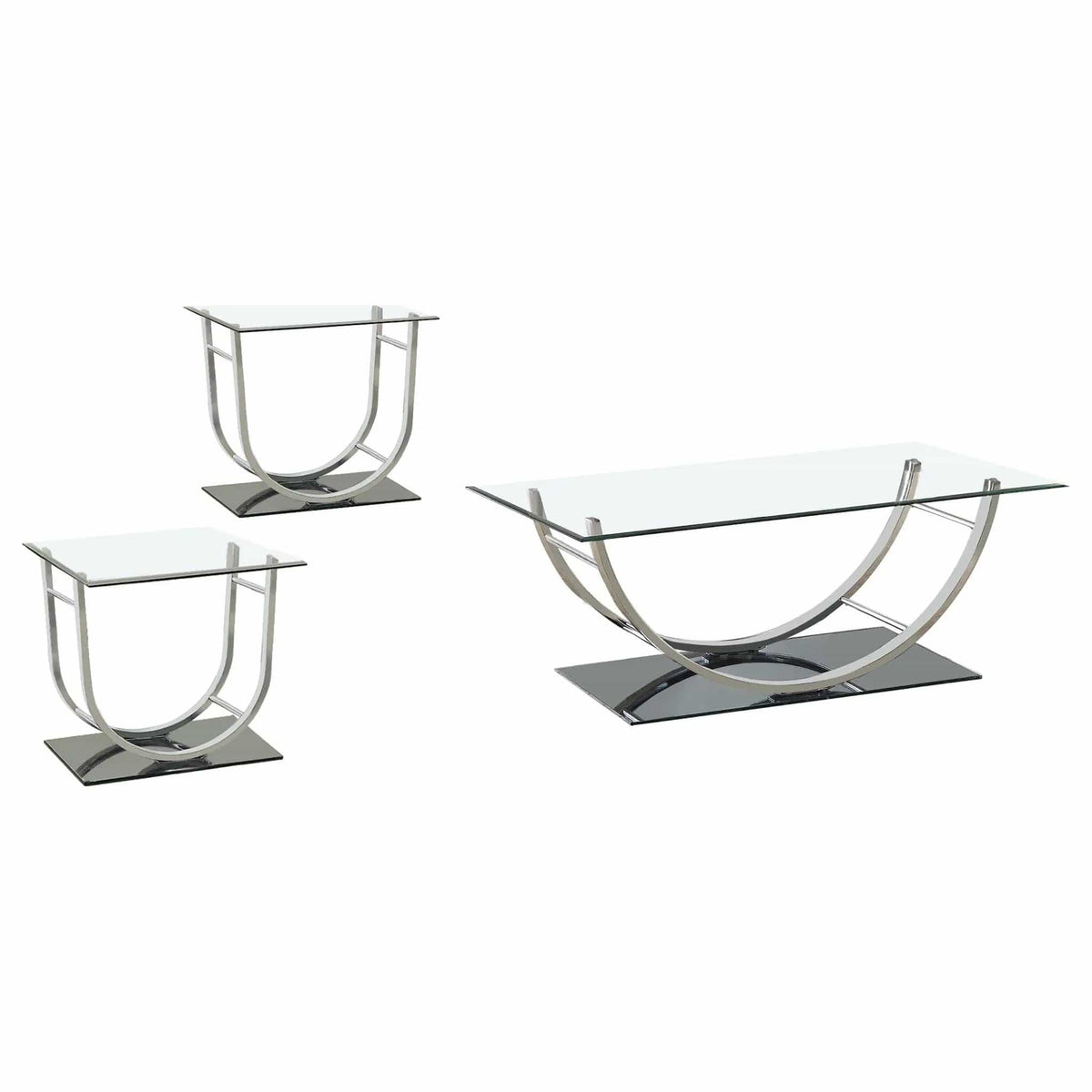 Danville 3-piece Glass Top Coffee and End Table Set Chrome | 3-Piece Set | Tempered Glass & Metal | Dining Room