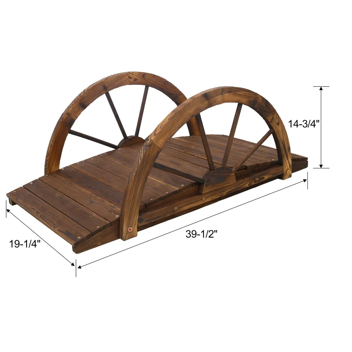 Wooden Garden Bridge | Arched Footbridge | Solid Wood Frame | Brown