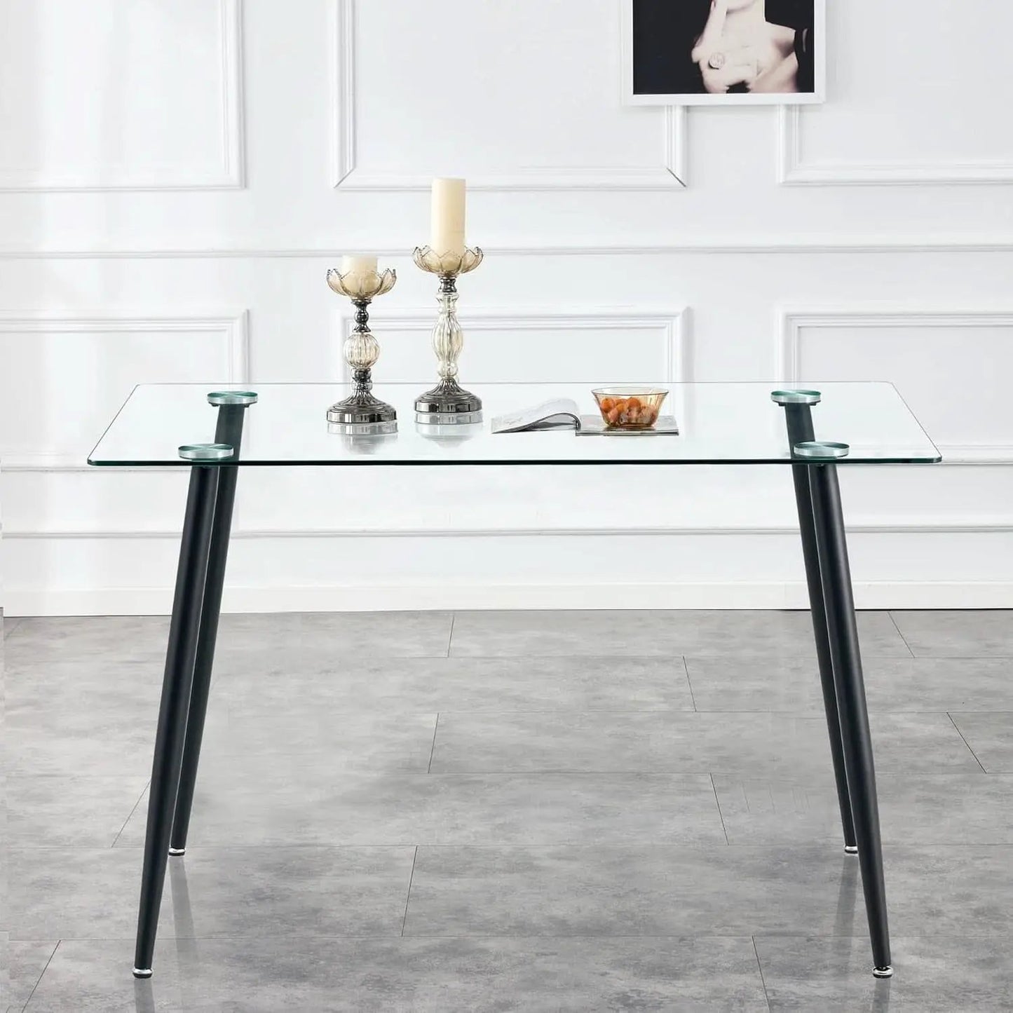 51 Inch Glass Dining Table For 4 With Tempered Glass Top from PriceLows™