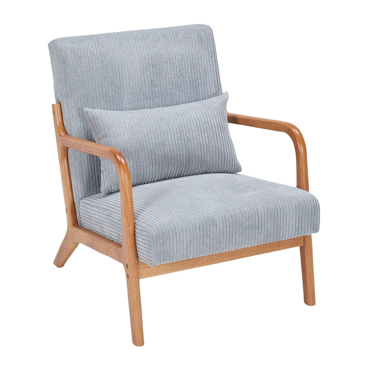 Upholstered Accent Arm Chair | Rubberwood Frame | Removable Pillow | Natural Texture