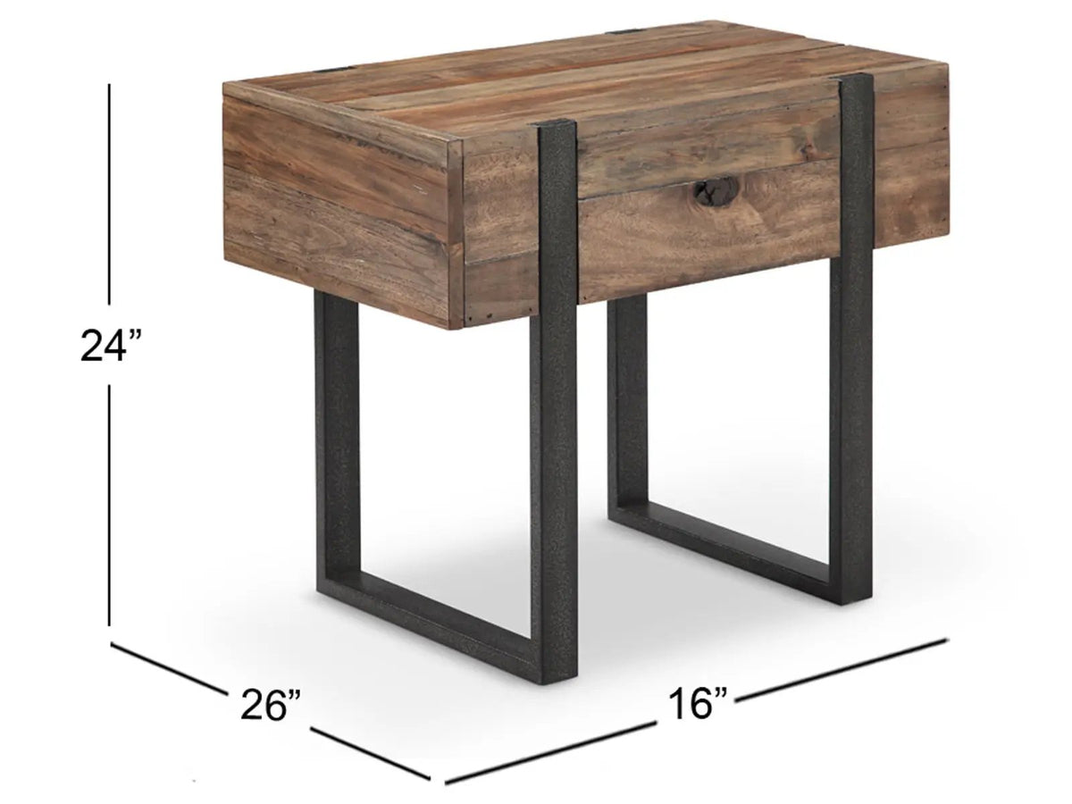 Prescott Reclaimed Wood Table | Rustic Honey Finish | Distressed Iron Base | Hardwood Veneer