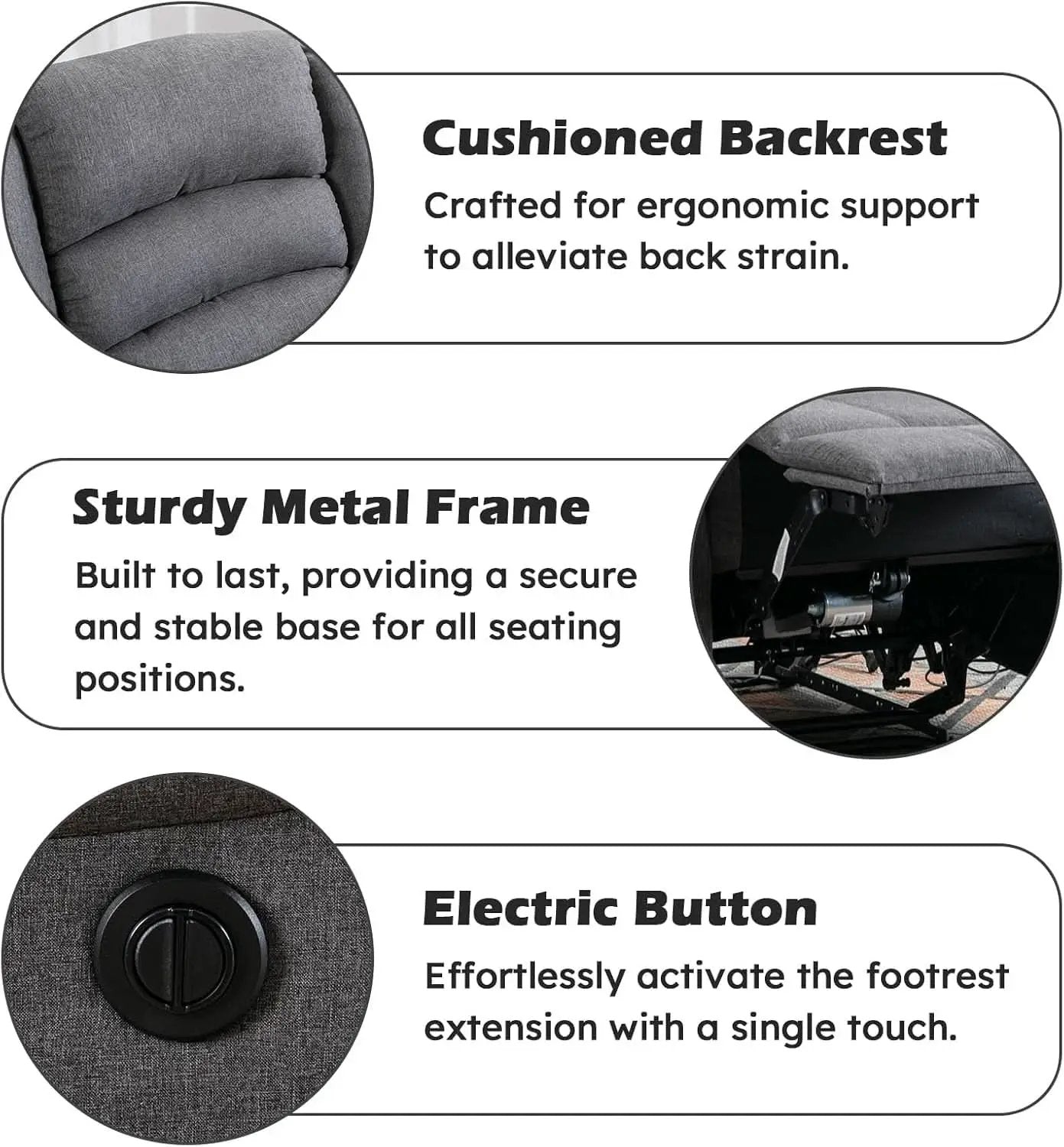 Oversized Grey Electric Recliner Chair For Living Room from PriceLows™