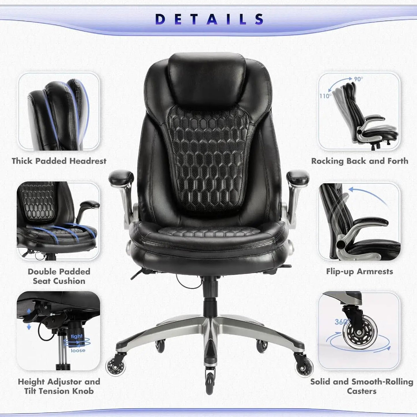 Ergonomic High Back Leather Office Chair For Home Use from PriceLows™
