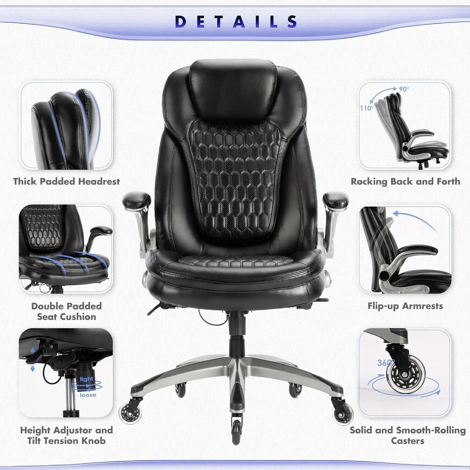Ergonomic High Back Leather Office Chair For Home Use from PriceLows™