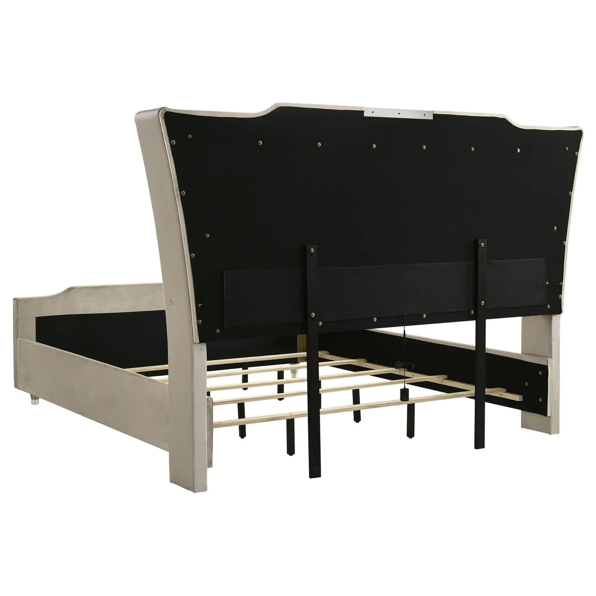 Lorient 5-piece Eastern King Bedroom Set Ivory and Camel | 5-Piece Set | Velvet & Tempered Glass | Bedroom