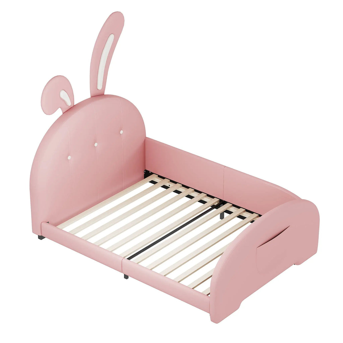 Upholstered Rabbit-Shape Princess Bed | Headboard And Footboard | Humidity Resistant Frame | 51.2 Inch Height