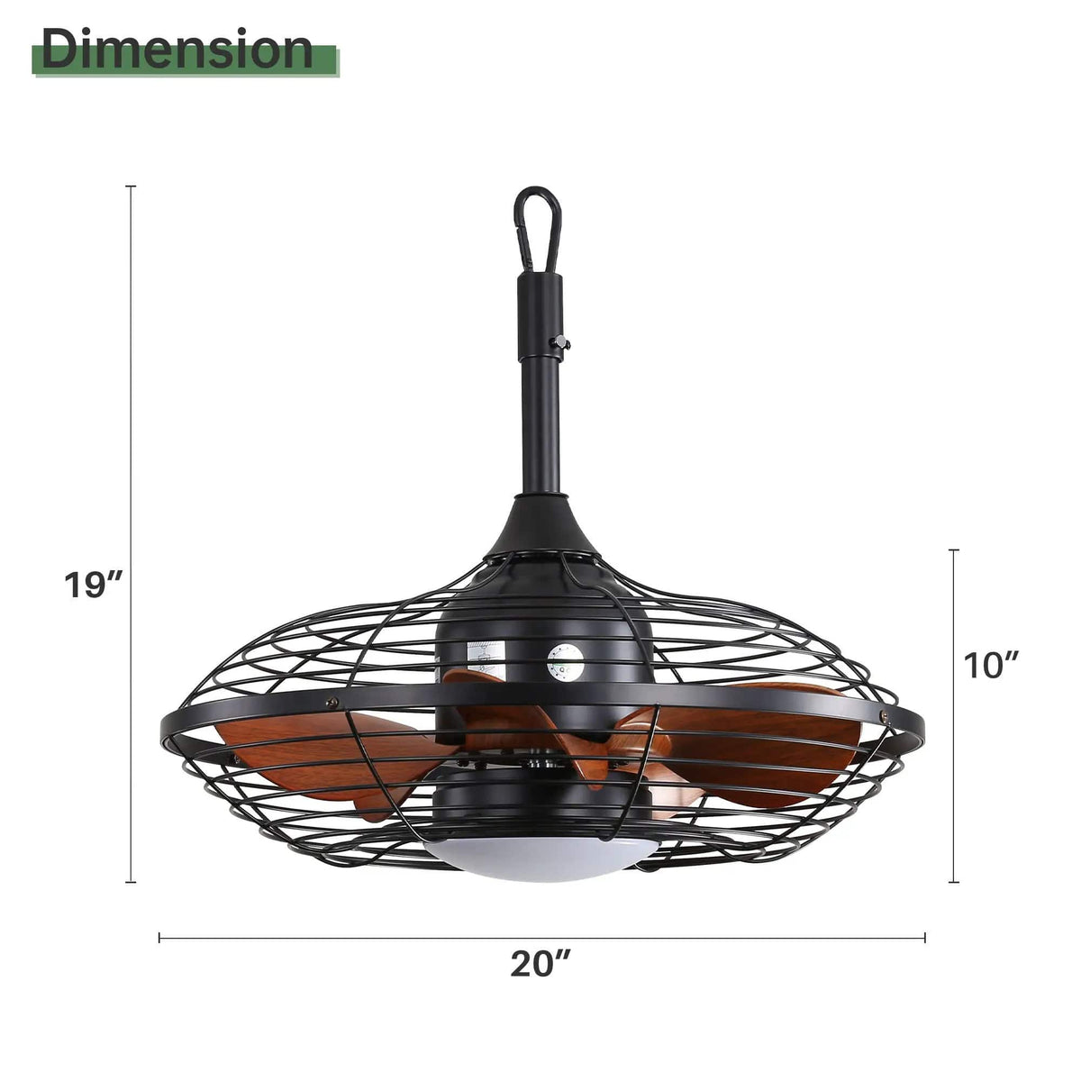 Outdoor Ceiling Fan With DC Motor And LED Light, Blades, Reversible For Patios - | 20 x 20 x 19 in | Outdoor Living Furniture | Black