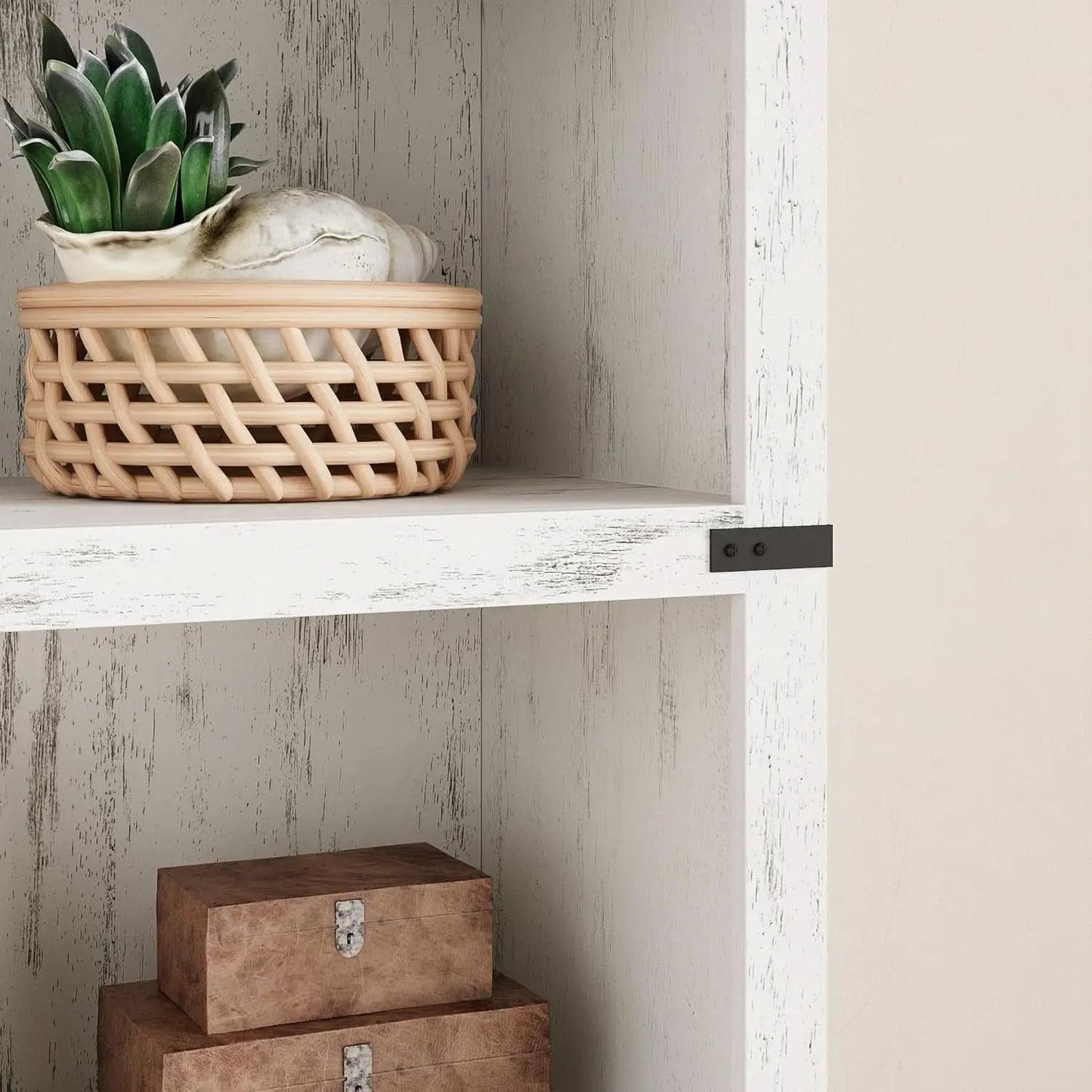 3 Tier Farmhouse Wood Bookcase With Storage White 40 Inch High 31.5 Inch Wide For Living Room And Home Office from PriceLows™