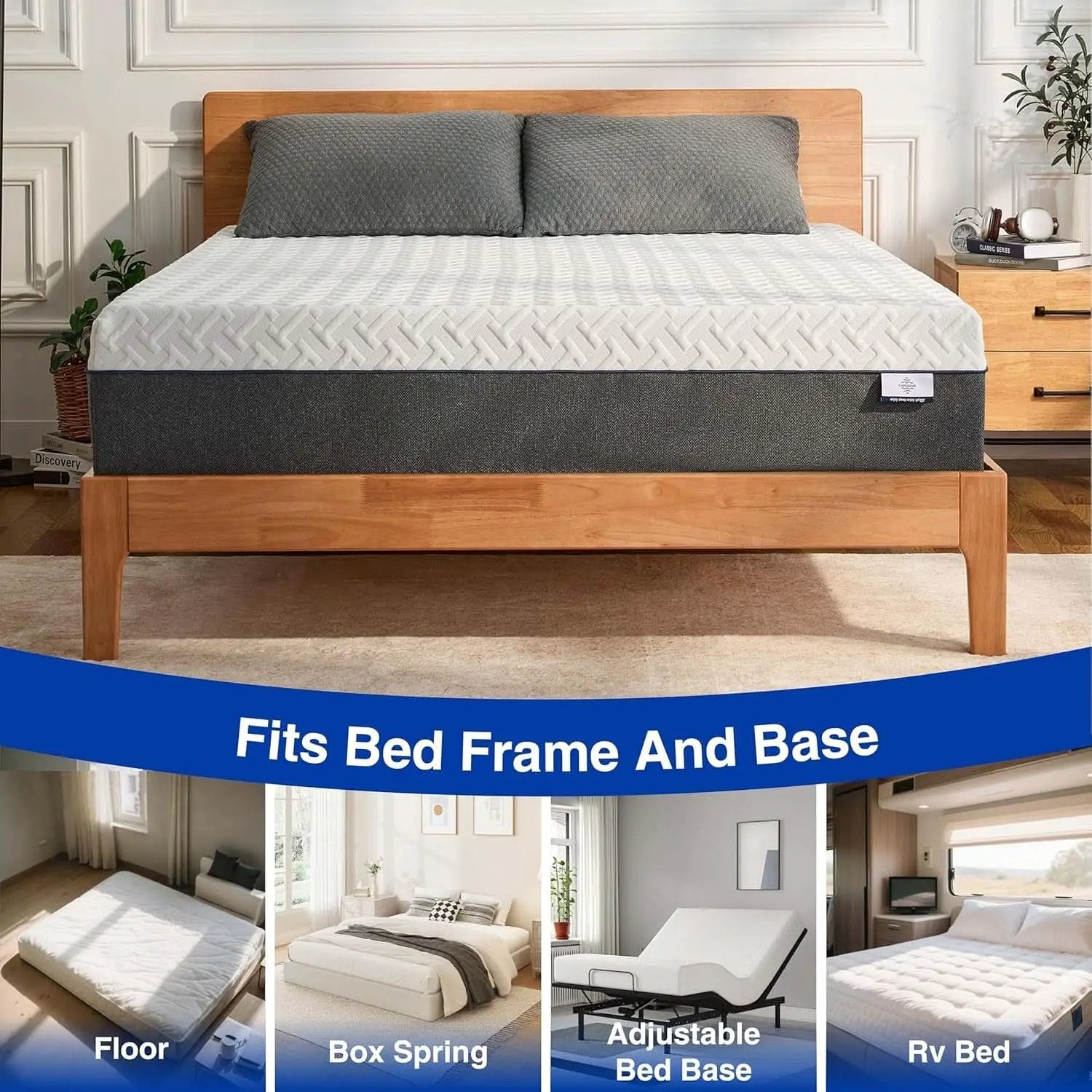 Queen Memory Foam Mattress Gel Cooling CertiPur US Certified from PriceLows™
