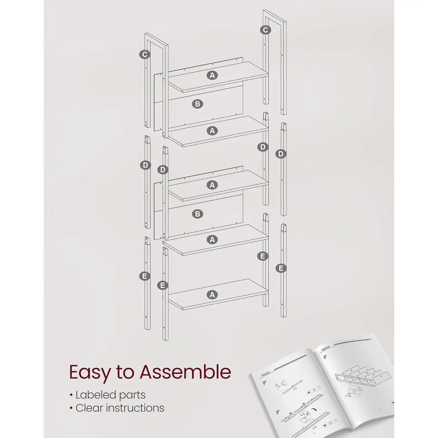 Industrial 65 Inch High Bookshelf With Steel Frame from PriceLows™