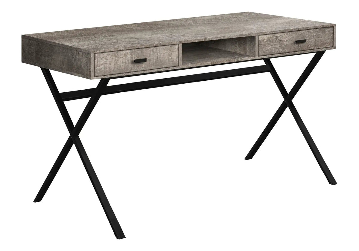 Glossy Contemporary Computer Desk | Thick Panel Tabletop | Storage Drawers | 29.25 Inch Height