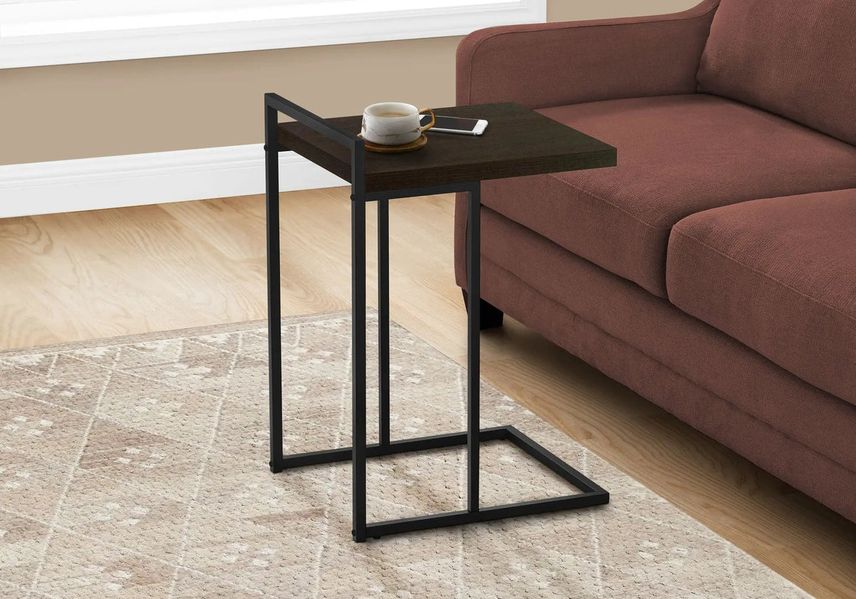 Versatile C-Shaped Accent Table | Metal Base | Generous Tabletop | Portable And Lightweight