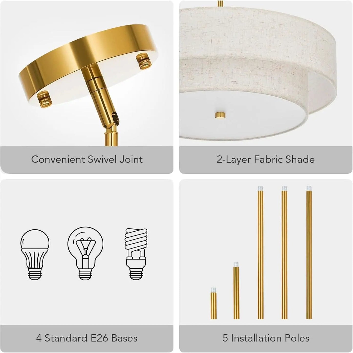 4 Light Drum Chandelier 18 Inch Antique Brass Pendant Light from PriceLows™