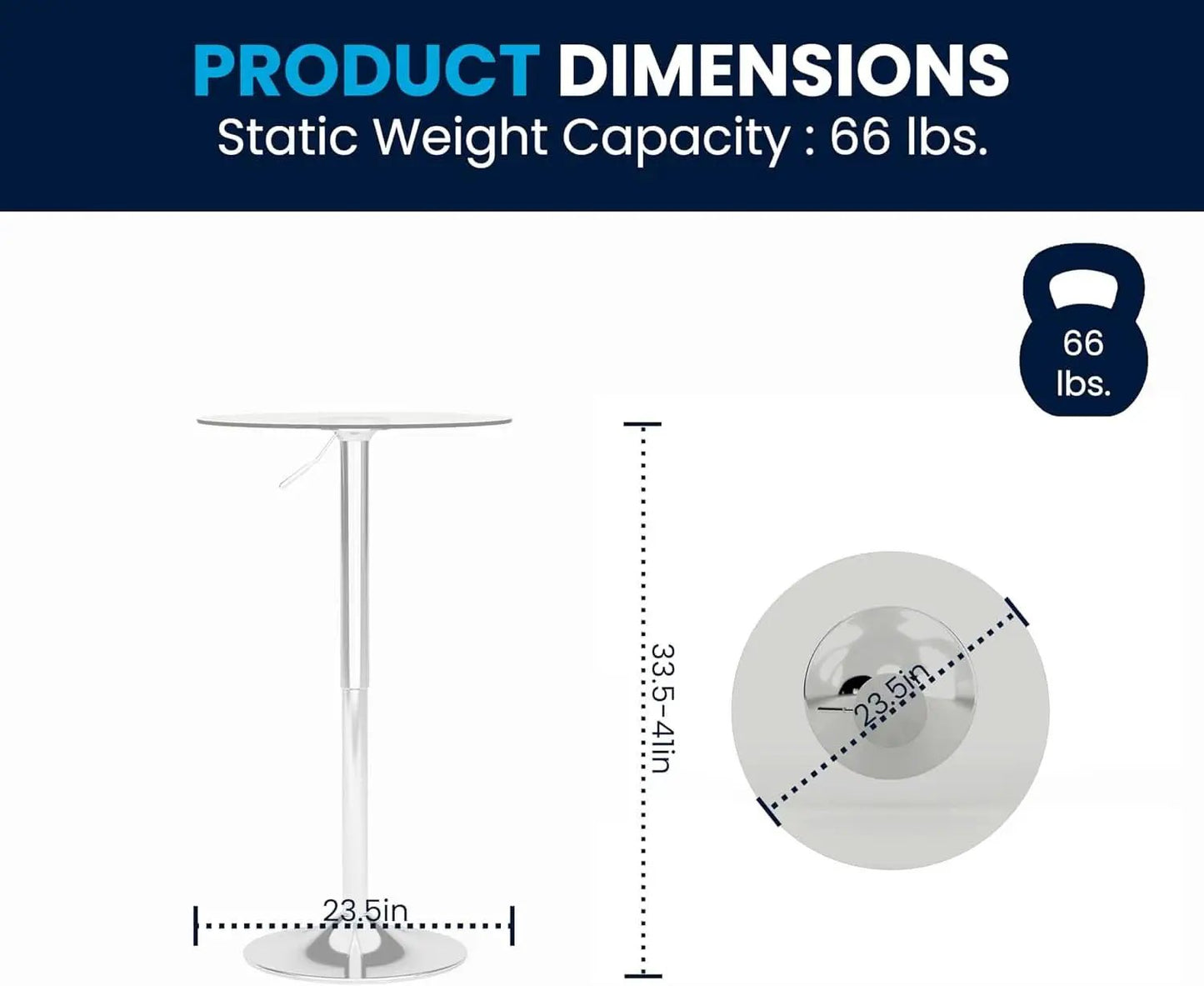 23.5 Inch Circular Glass Adjustable Cocktail Table from PriceLows™