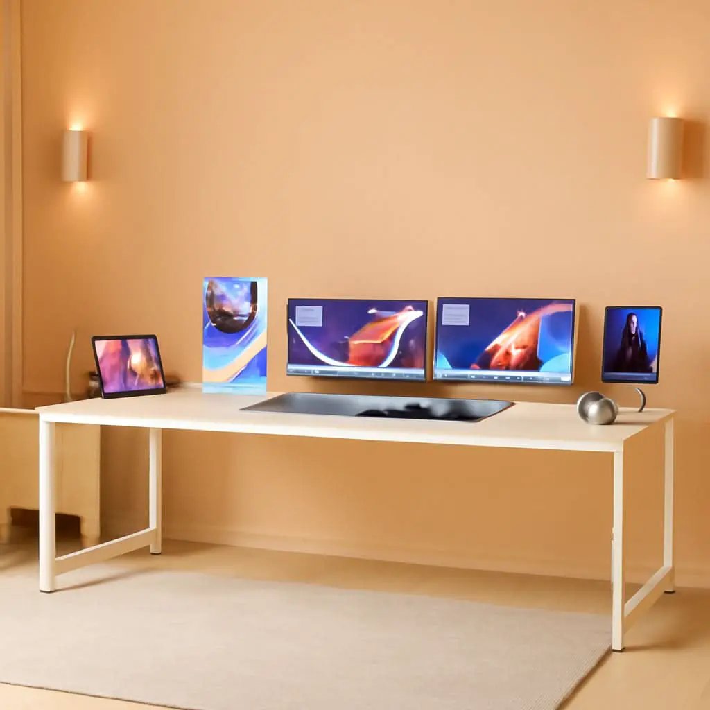 80 Inch White Computer Desk With Storage Metal Frame from PriceLows™