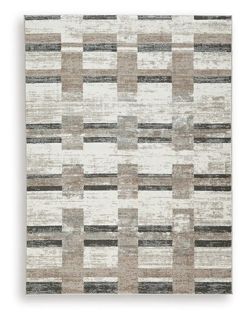 Alstone Area Rug | 94.5 x 119 Inch | Chunky Stripe Design | Neutral Palette