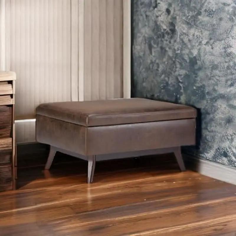 Owen 34 Distressed Chestnut Brown Coffee Table Ottoman from PriceLows™