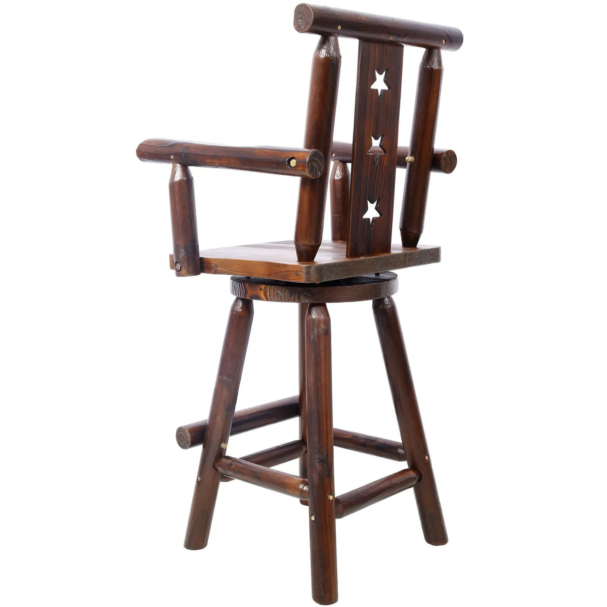Bistro Chair | 360 Degree Swivel | Fir Wood Construction | Brown