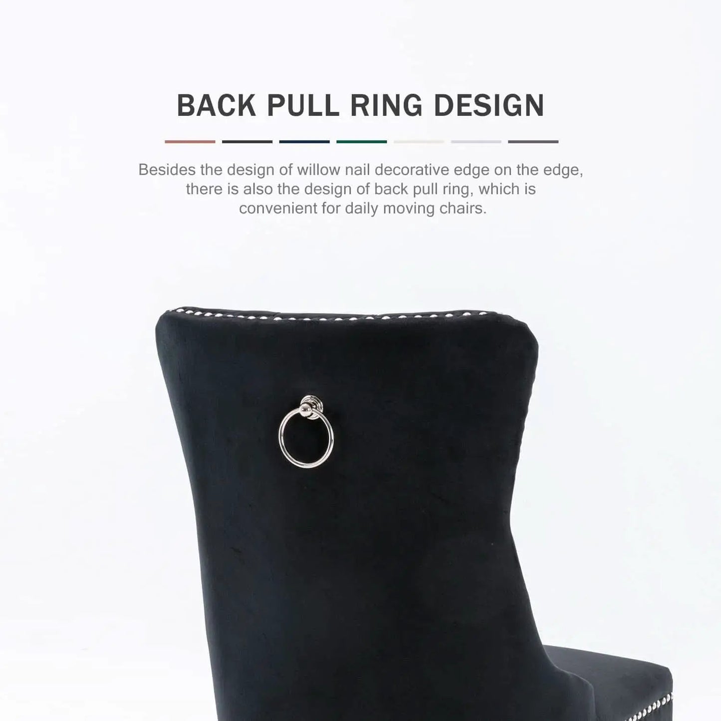 Black Velvet Dining Chair Set Of 6 With High Back Wingback from PriceLows™